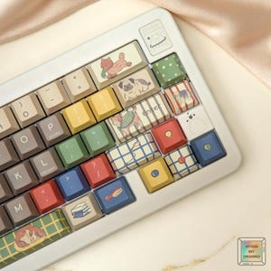 142 Keys Full Keycap Set Cute Pet Puppy Theme, Cute Keycaps Set PBT Keycaps, Cherry mx keycap, Mechanical Keyboard Keycap, Animal Keycap Set