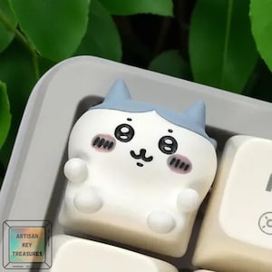 Cute Chikawa Keycap | MX Switch Keycaps | Custom Keycaps | Artisan Keycaps | Handmade Resin Keycaps | Ceramic Cat Keycap | Anime Keycaps