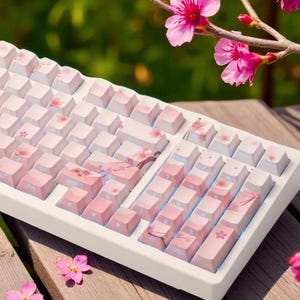 Pink Sakura Keycap Set: 127-Key PBT Backlit Cherry Profile