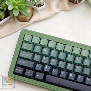 ボタニカルグリーングラデーションキーキャップセット：PBTチェリープロファイル、MXスイッチ - 146キー