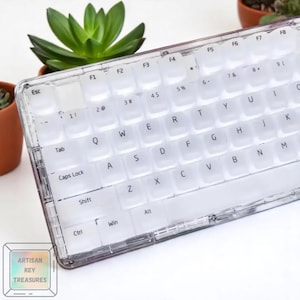 Soft Silicone Keycaps, Jelly Pudding Keycaps Cherry Profile Keycap Set ABS 113 Keys Matte Transparent Shine Through for Mechanical Keyboard