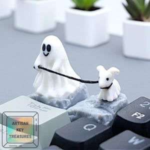 Cute Ghost Puppy Keycap, 3D Printing Ghost Keycap, Artisan Keycap, cherry mx keycap, mechanical keyboard keycap, Ghost Keycap Halloween Gift