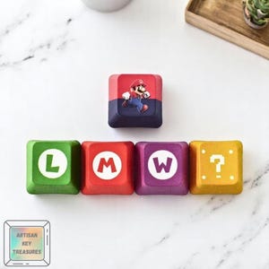 Custom Keycap Set 5Pcs/Set Super Mario Keycaps Artisan Multicolor Mechanical Keyboard Key cap custom gift for gamer PBT Gaming Keycaps