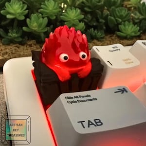 Custom Calcifer Inspired Key Cap, Luminous Key Cap, Ghibli Anime Keycap, Unique Custom Keycap for Mechanical Keyboards, Transparent Keycap