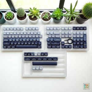Gradient Keycaps Top Print, PBT Keycaps MOA Keycap, Blue Keycap Set For Mechanical Keyboard, Custom Gradient Keycaps Set, Keycaps full set