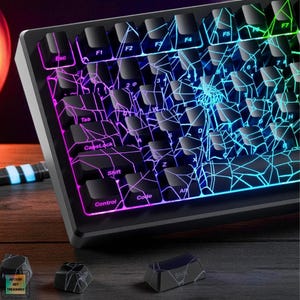Black Keycaps Spider OEM  Side Print Light Through Backlit Keycap For Mechanical Keyboard South-Facing Legends Backlit Full Keycap Set