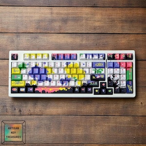 Funny Keycaps Set, Full Key Cap Set, Comics Keycaps, Graffiti Keycaps 151 Keys Cherry Profile GMK Watercolor keycaps For Mechanical Keyboard