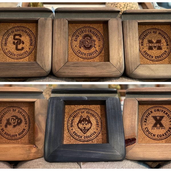 Couch Coasters with Phone/Remote Holder & Personalized Engraving