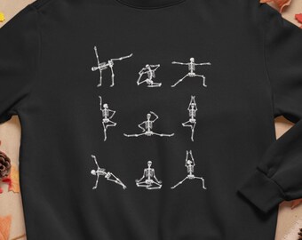 Halloween Skeleton Yoga Sweatshirt - Spooky Season Crewneck