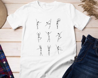 Dancing Skeleton Ballet Tee - Minimalist Halloween Shirt