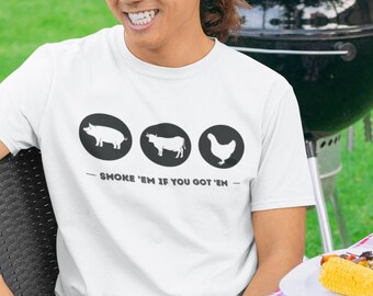 Funny Smoker BBQ Shirt: "Smoke 'em" Novelty Tee