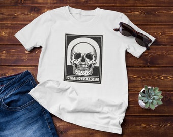 Memento Mori Skull T-Shirt, Artistic Halloween Fall Tee