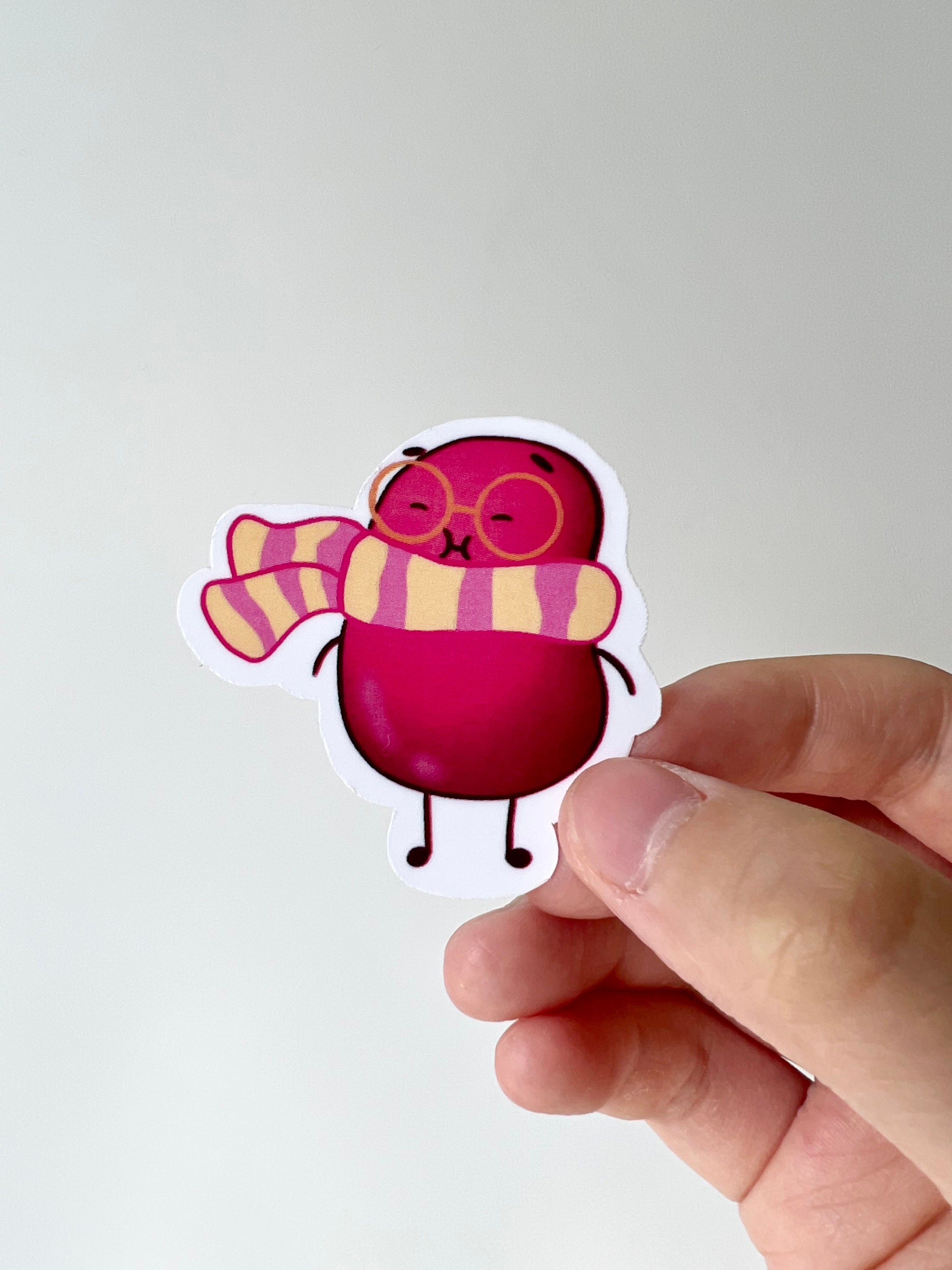 Pink Sticker Bean Red Bean Sticker | Cute Vinyl Sticker - Etsy