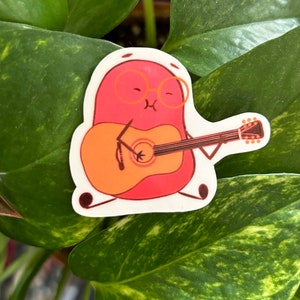 guitar bean | cute vinyl sticker