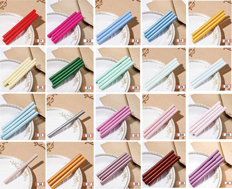 Wax Seal Sticks voor uitnodigingen 1 stick voor 7-8 zegels Zegellaksticks 52 kleuren beschikbaar afbeelding 5