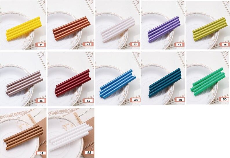 Wax Seal Sticks voor uitnodigingen 1 stick voor 7-8 zegels Zegellaksticks 52 kleuren beschikbaar afbeelding 7