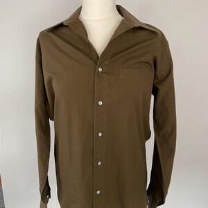 Army green smart button up 1970s John Henry