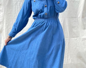 Denim button up western style dress