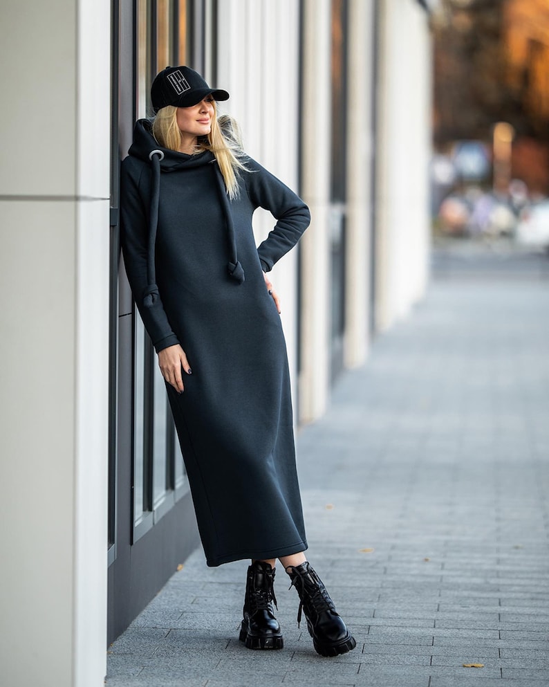 Oversized hoodie dress for women handmade image 5