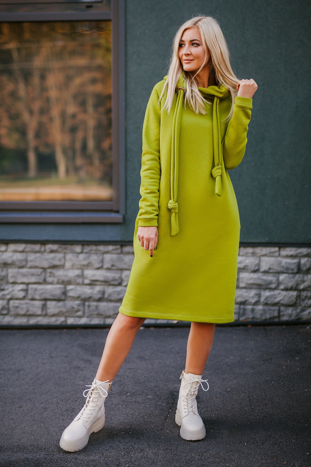 Midi Hoodie Dress for Women With Pockets | Warm Oversized Fleece Hoodie ...