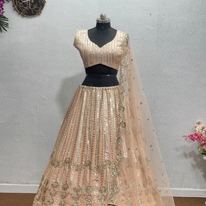 Indian Wedding Womens Lehenga Choli, Full Stitched 9 MM Sequin Embroidered, Traditional, Reception Wear, Silk Fabric With Canvas Fitting USA