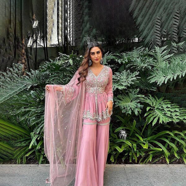 Fully stitched sharara suit clearance