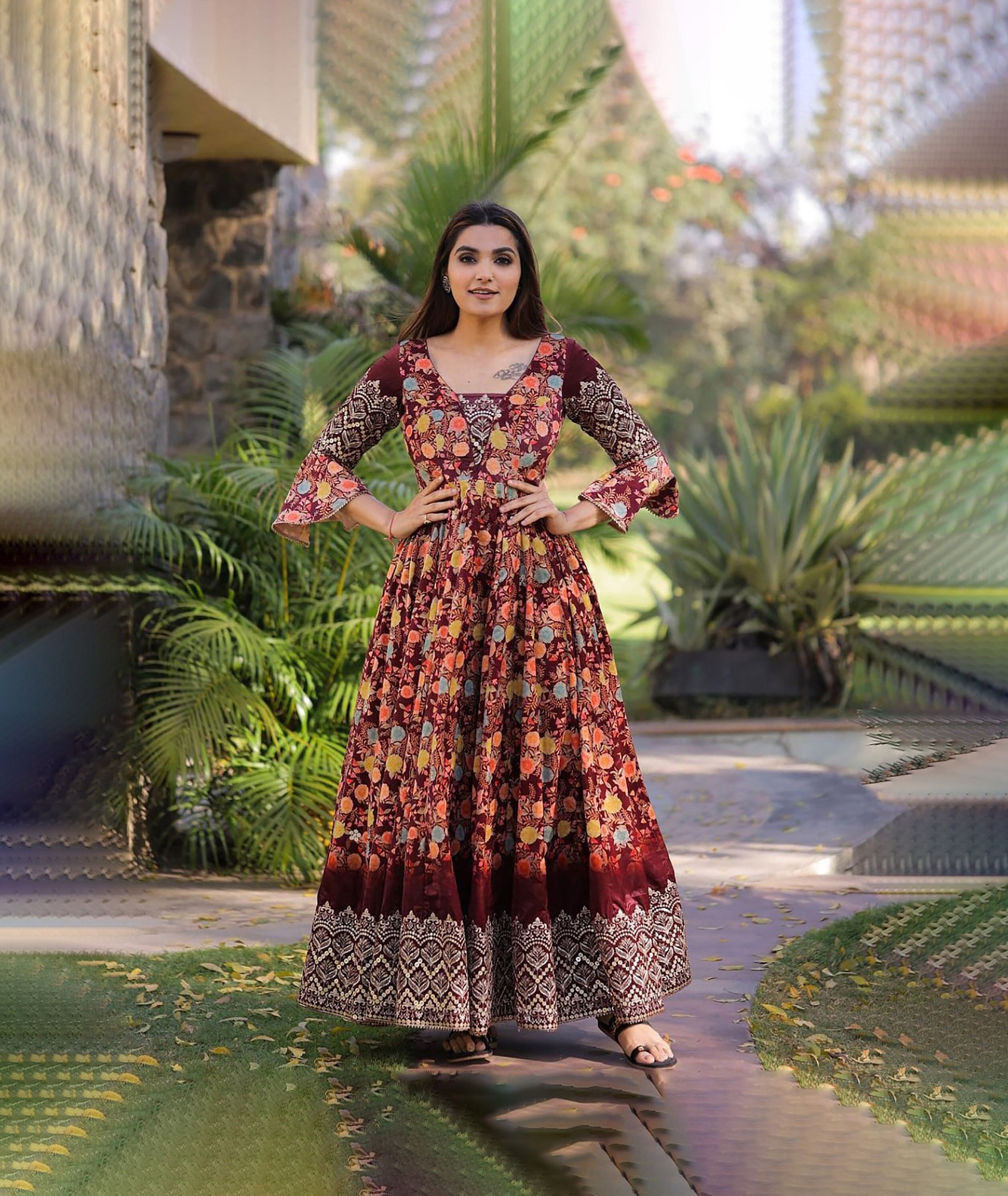 Readymade Navratri Anarkali Long Gown Indian Full Stitched - Etsy Australia