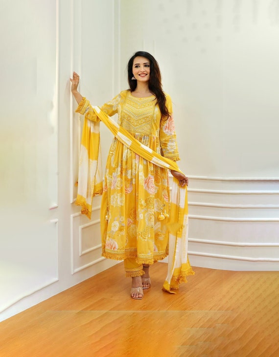 Pure Cotton Readymade Anarkali Dress for Woman, Ethnic Pakistani Indian  Party Wear Dress Free Customization, Digital Printed Salwaar Kameez 