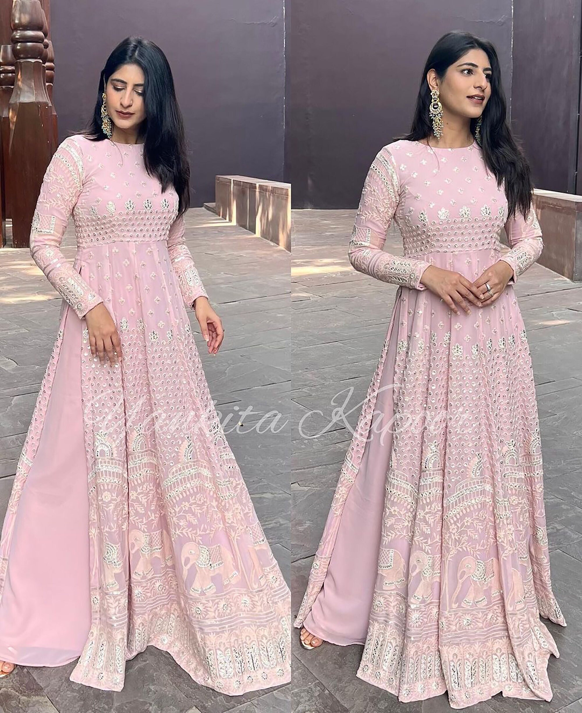 Pink Anarkali Etsy Canada