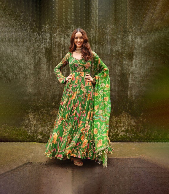 Organza Floral Print Long printed gown, Full Sleeve at Rs 1250/piece in  Dehradun