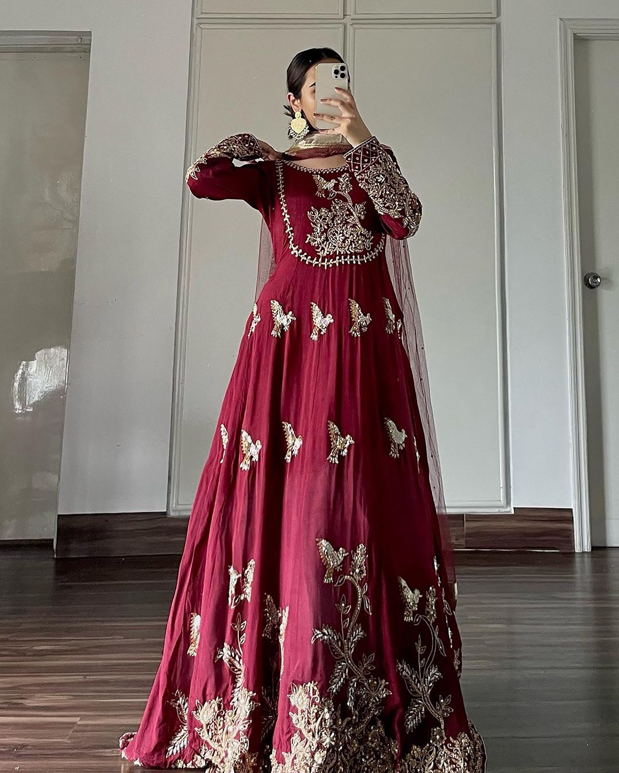 Blue Net Wedding Indian Pakistani Long Gown Anarkali Suit SFVPL20901 –  ShreeFashionWear