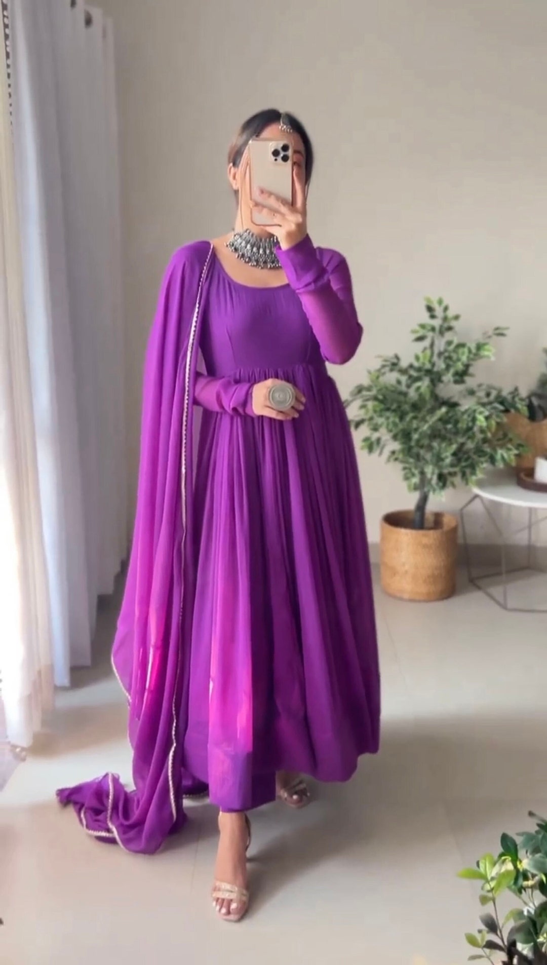 Georgette Flared Indian Anarkali Long Gown for Women - Etsy
