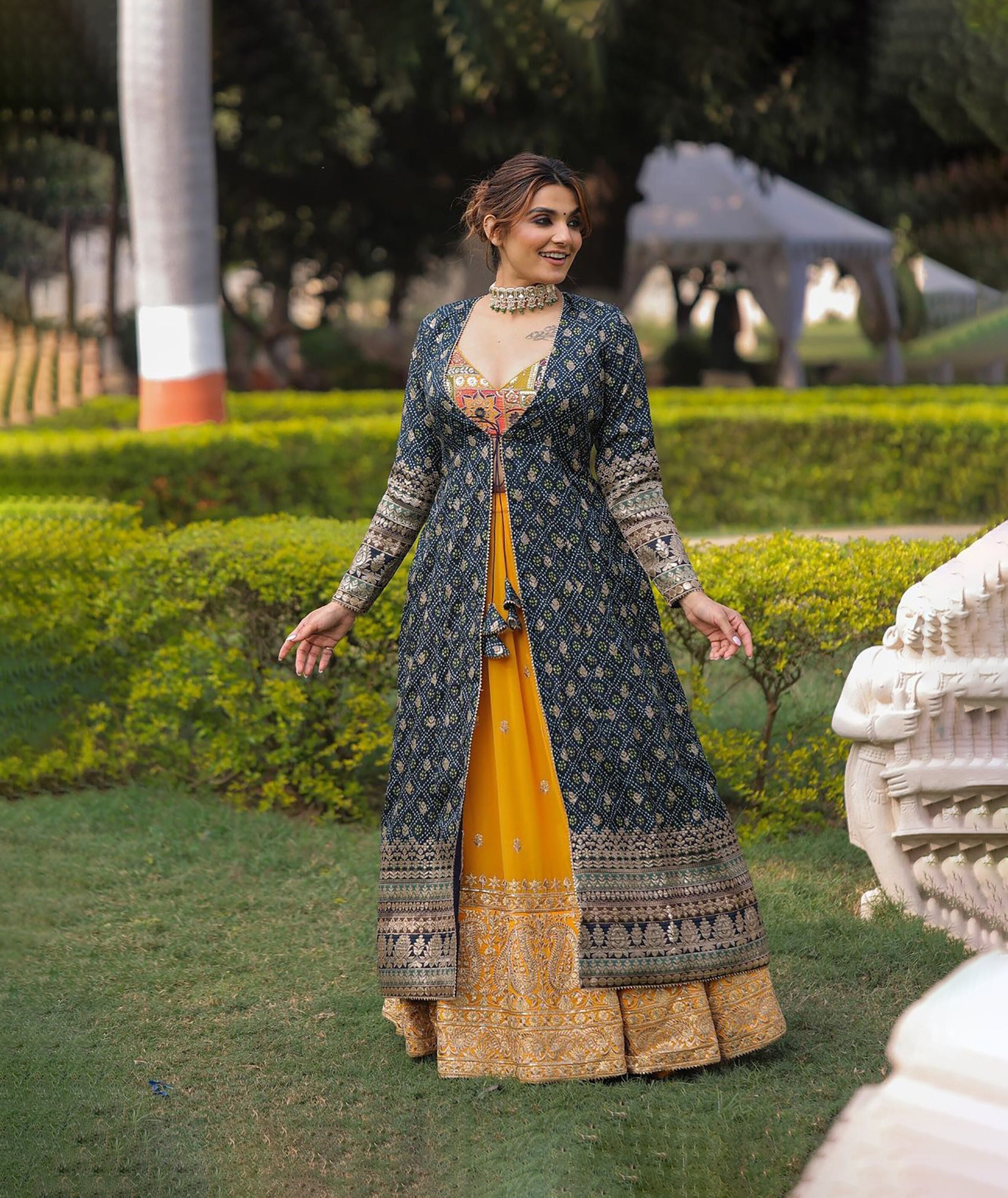 Anarkali Lehenga With Choli & Koti Sequin Embroidered Indian - Etsy