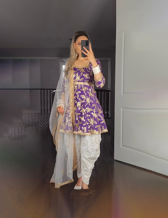 Buy Sparkling Purple Gotapatti Suit Set online in India at Best