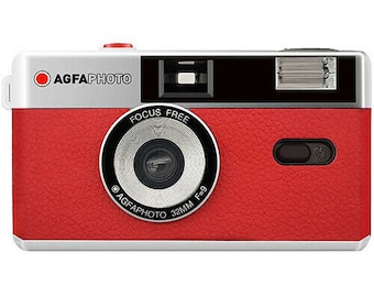 AGFA 35mm Film Reusable Compact Camera RED Colour inc. Case - Official UK Stock