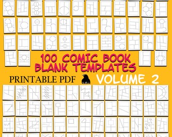 Blank Comic Book Template: 104 Printable Storyboard Designs (Digital Download)