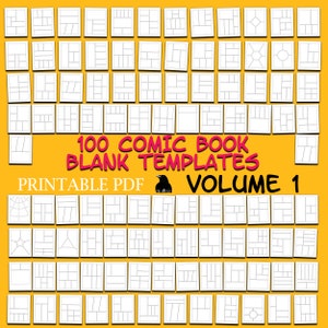 Comic Buch Vorlage | 100 verschiedene Designs | Blanko Comic | DIY Printable Storyboard | Sofortiger Download | Letter Tabloid A3 A4 Streifen