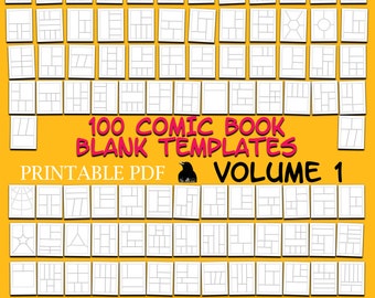 Comic Book template | 100 different designs | Blank Comic book | DIY Printable Storyboard | Instant download | letter tabloid A3 A4 strip