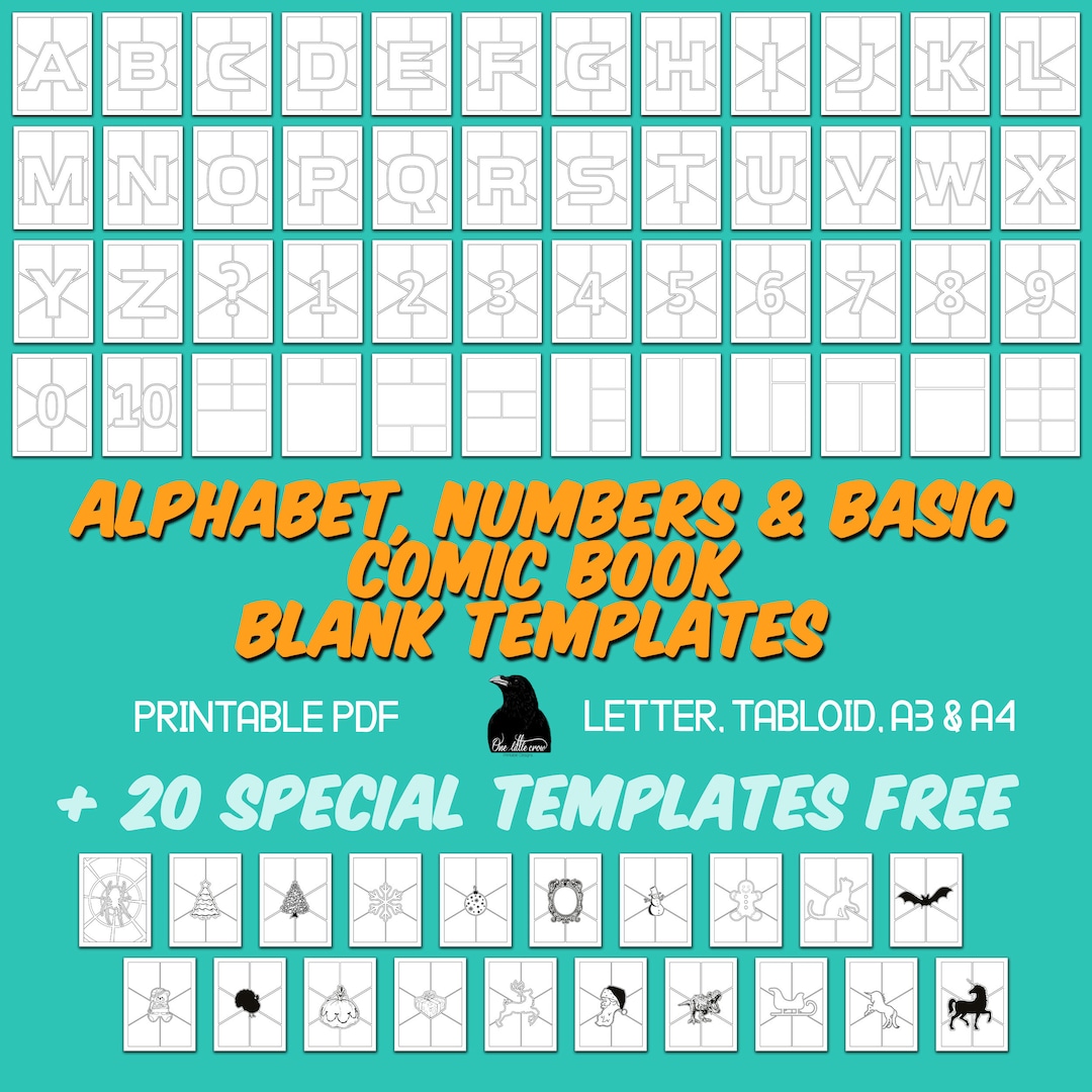 Alphabet, Numbers, Basic & Special Comic Book Templates Blank Comic ...