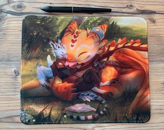 Mousepad  -  Sunfury hugs - 30x25 cm (~ 12x10 in) fantasy cute mouse pad
