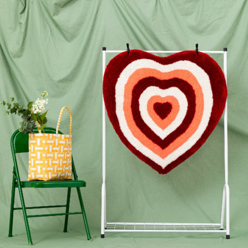 RETRO HEART RUG Retro Home Decoration Heart Shaped Rug Etsy