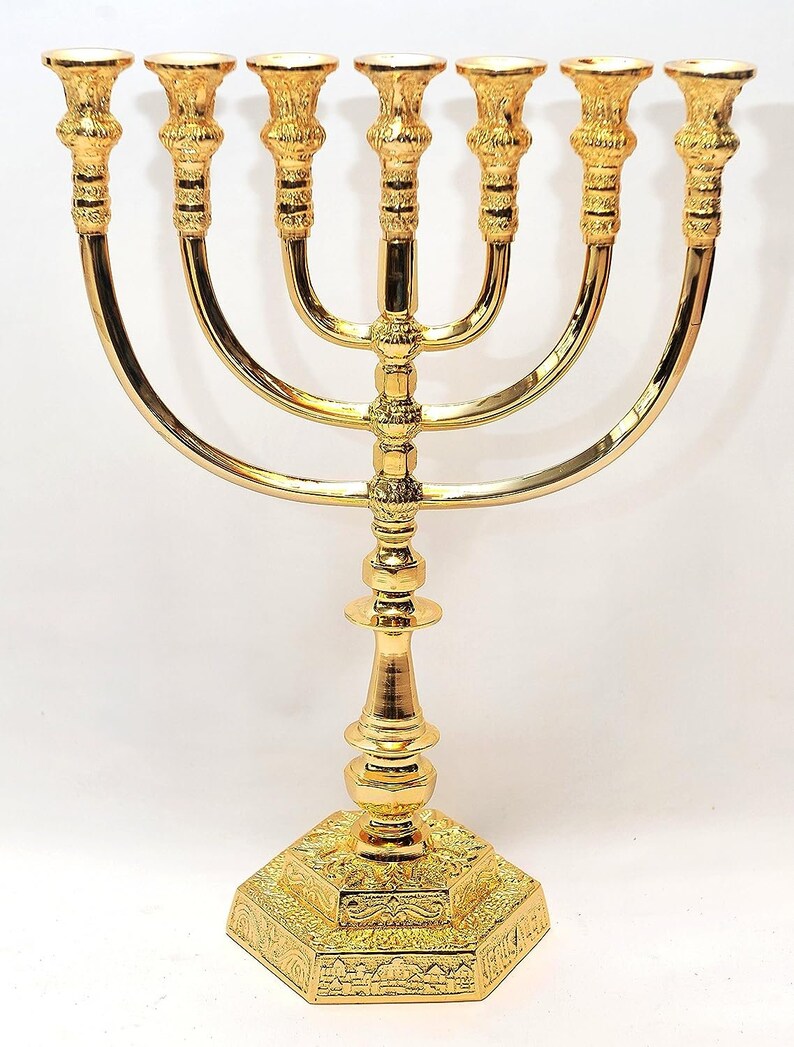 Large Menorah Gold Plated From Holy Land Jerusalem H/36 X W/26 Etsy
