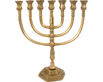 Large Authentic Gold Plated Menorah Hanukkah candelabra 12″ / 30 cm