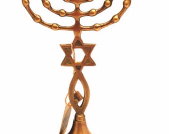 Small Menorah In Brass Plated From Holy Land Jerusalem 7.9″ / 20cm