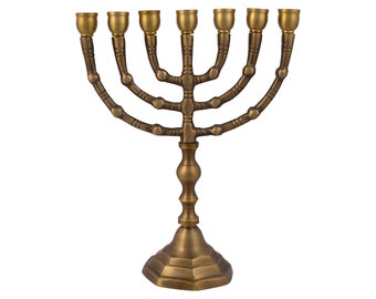 Une Authentique Menorah Plaqué Bronze 8″ / 20cm