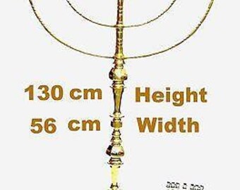 Huge Oil Menorah In Gold Plated temple candle holder 130 X 56 cm