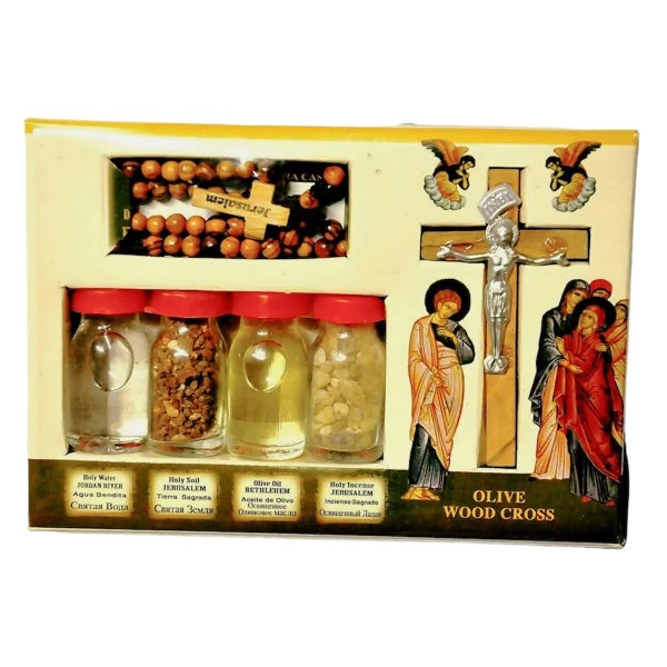 Blessing Kit Bottles With Cross From Holy Land Jerusalem