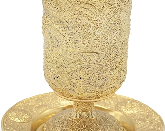 Shabbat Kiddush Cup Gold Plated Jerusalem