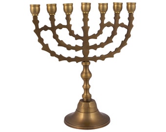 Una Auténtica Menorah Plateada en Bronce 8″ / 20cm