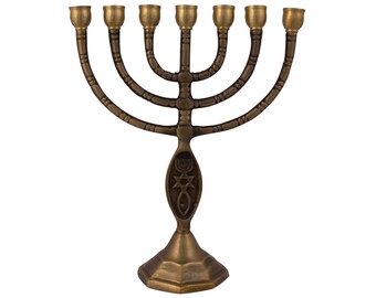 Una Auténtica Menorah Plateada en Bronce 8″ / 20cm